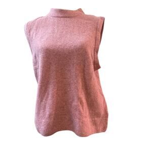 J.Crew Extra Soft Mauve  Sweater Vest Women’s Mock Neck Sleeveless Knit  Sz.L